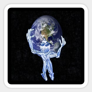 man with the earth in hands Sticker